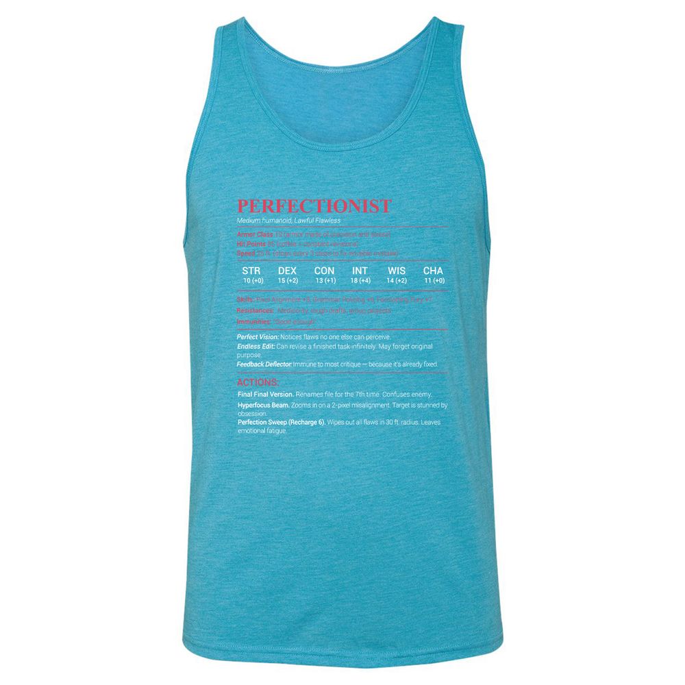 Perfectionist Stats Unisex Jersey Tank - Aqua Triblend - 3