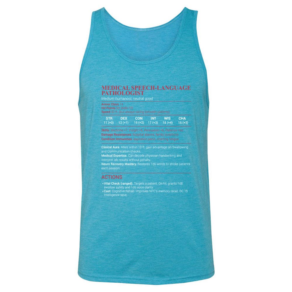 Medical SLP Unisex Jersey Tank - Aqua Triblend - 3
