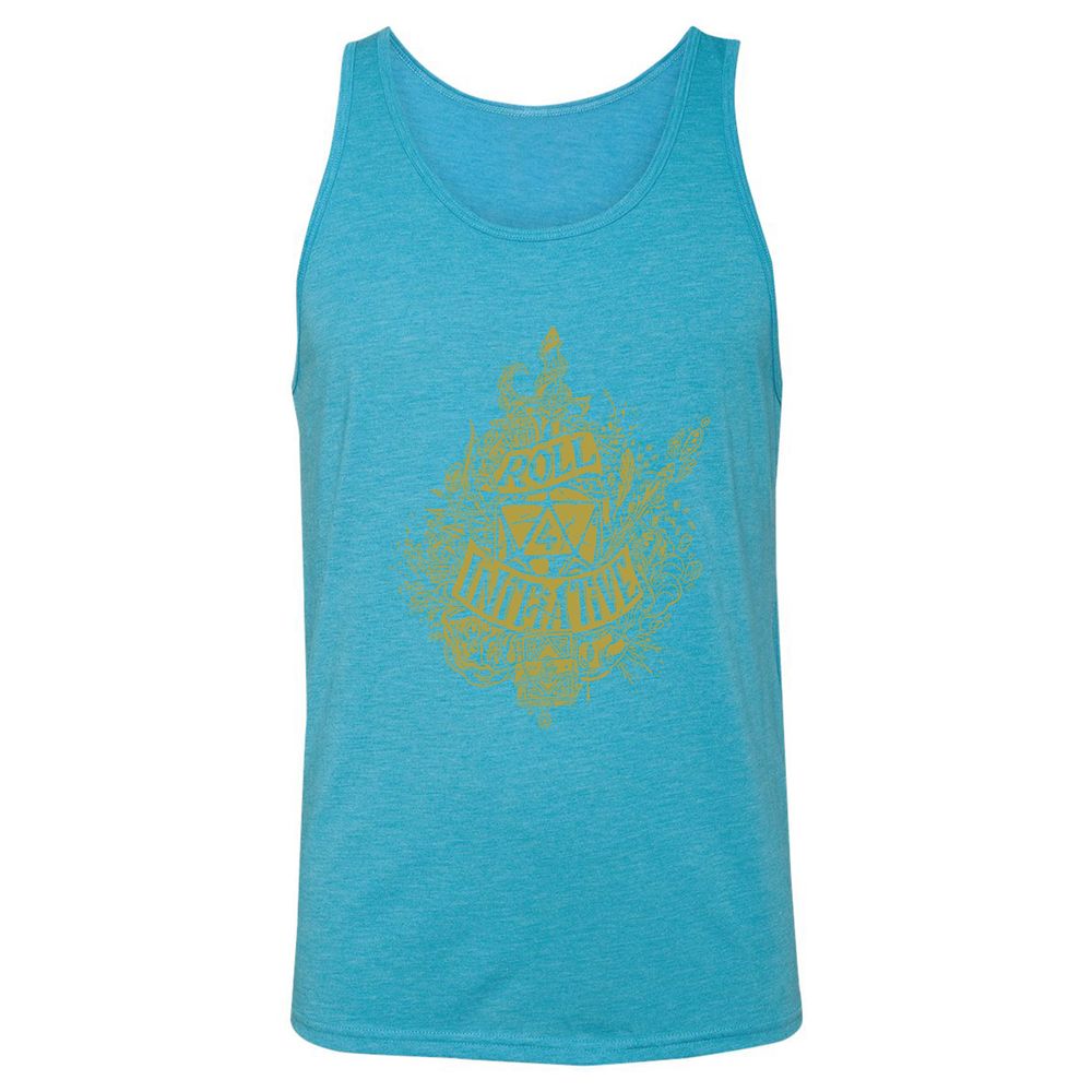 Roll Initiative Unisex Jersey Tank - Aqua Triblend - 3