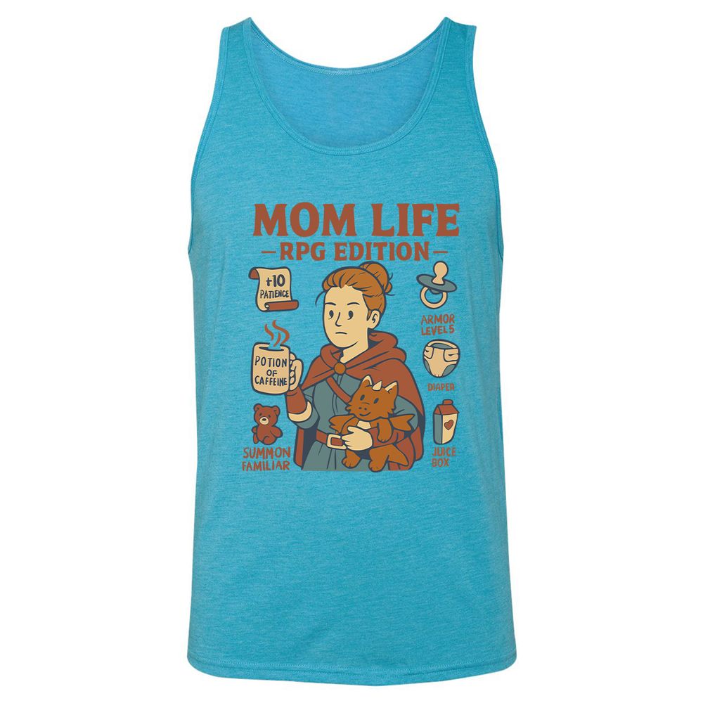 Mom Life RPG Edition Unisex Jersey Tank - Aqua Triblend - 3