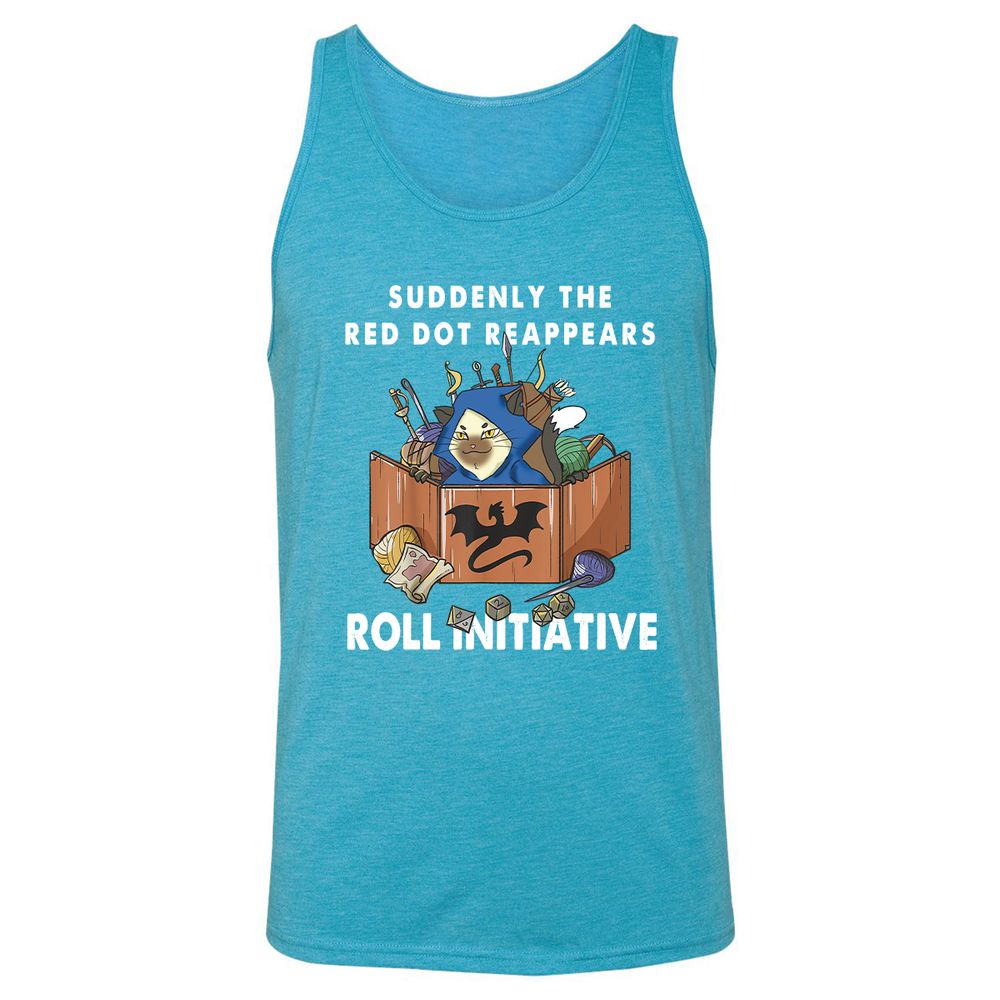Suddenly The Red Dot Reappears Roll Initiative Unisex Jersey Tank - Aqua Triblend - 3