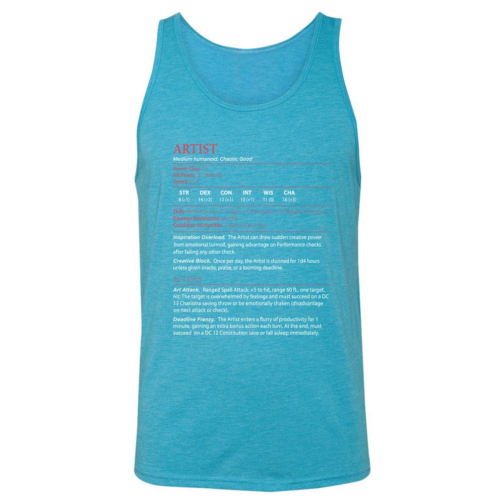 Artist Stats Unisex Jersey Tank - Aqua Triblend - 3