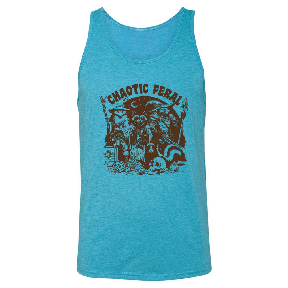Raccoon Chaotic Feral Unisex Jersey Tank - Aqua Triblend - 3