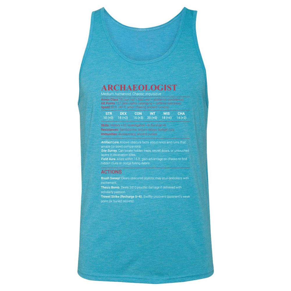 ARCHAEOLOGIST Unisex Jersey Tank - Aqua Triblend - 3