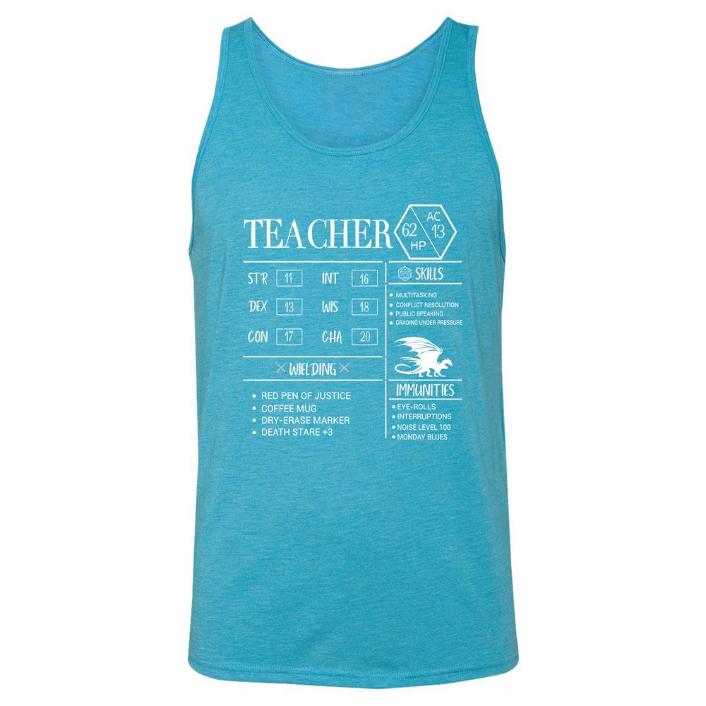 Teacher New Unisex Jersey Tank - Aqua Triblend - 3