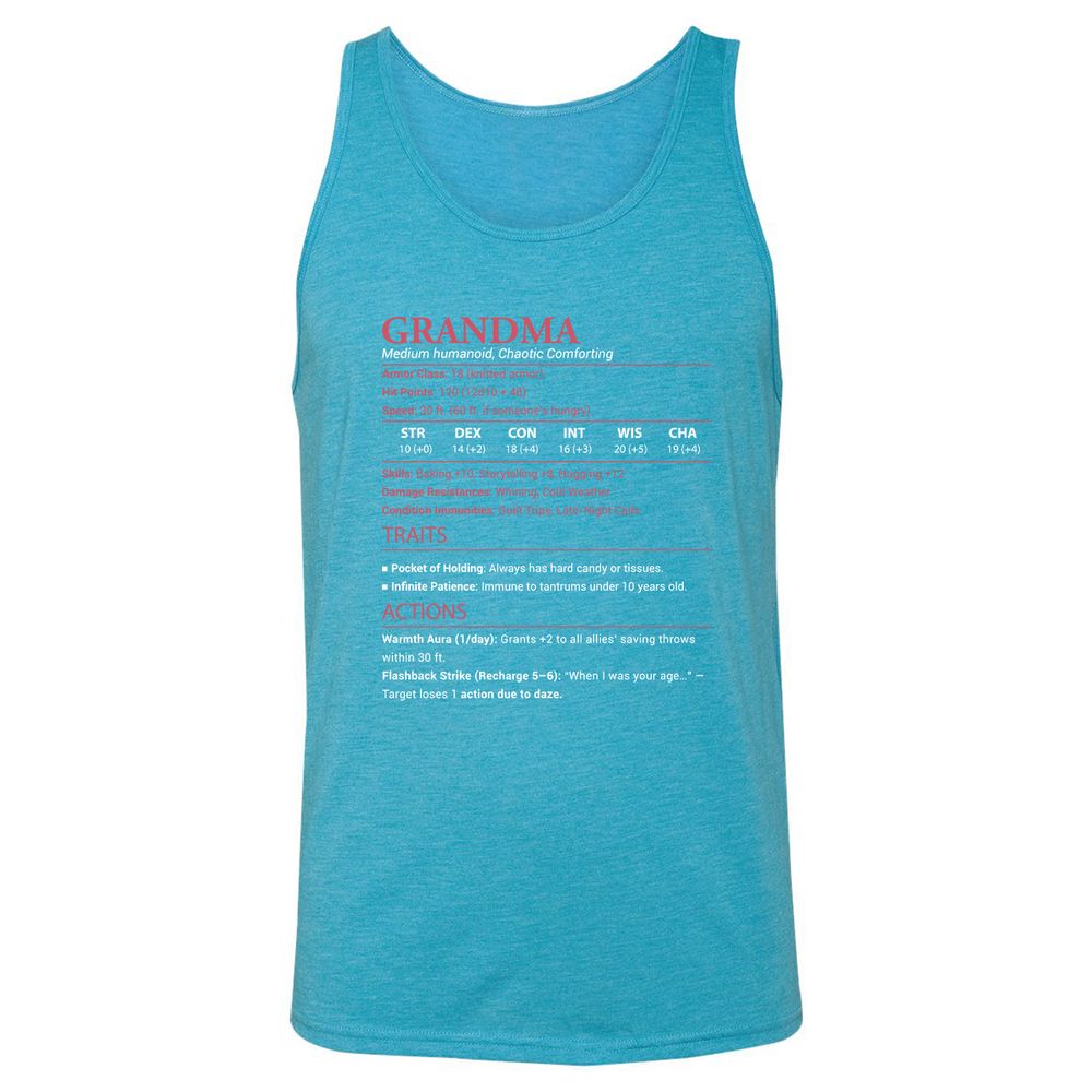 Grandma Stats Unisex Jersey Tank - Aqua Triblend - 3
