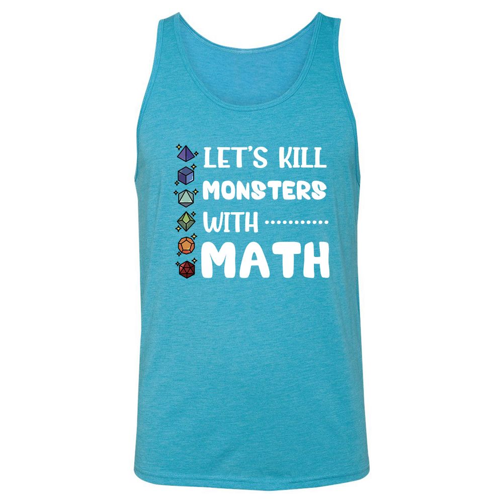 Let's Kill Monsters With Math Unisex Jersey Tank - Aqua Triblend - 3