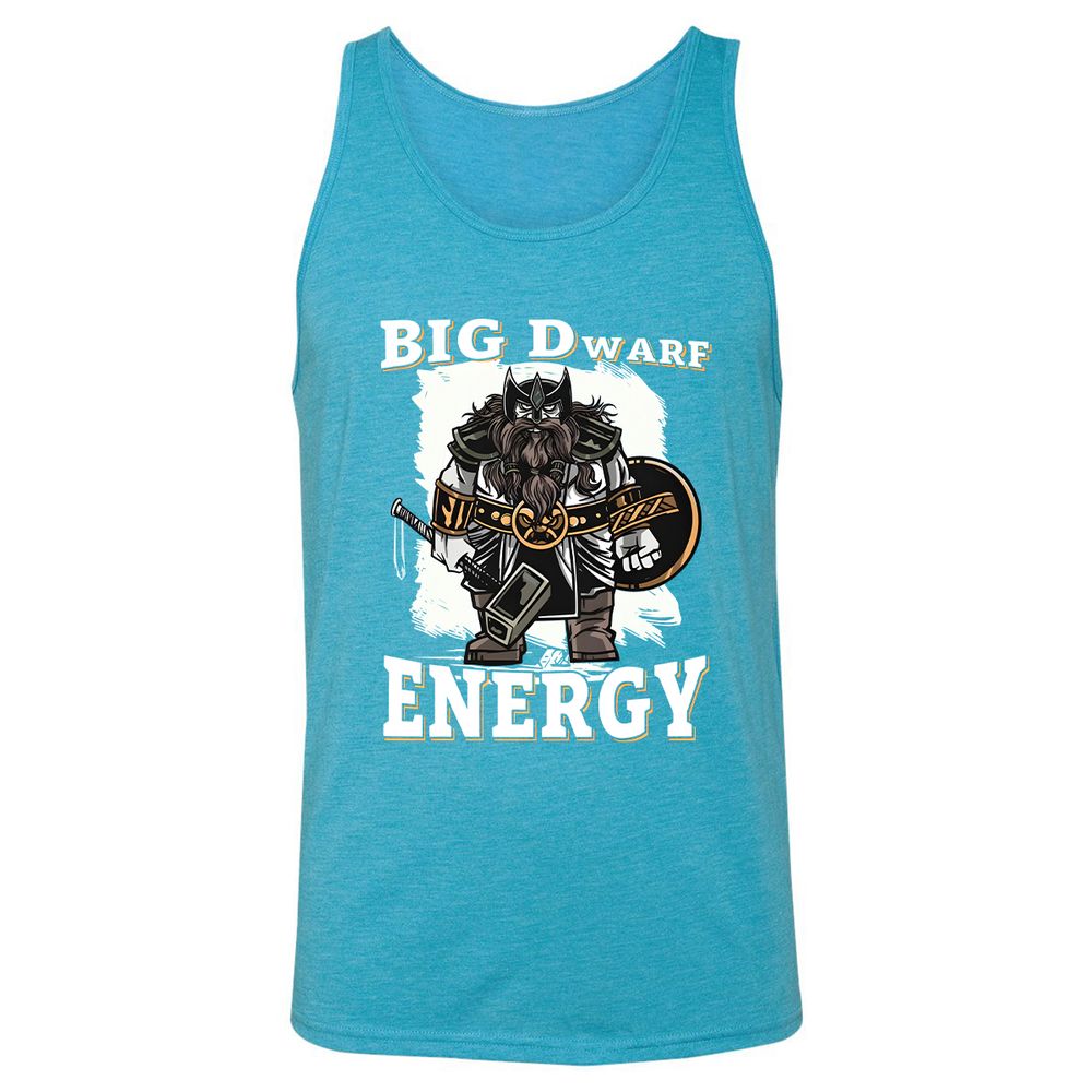 Big Dwarf Energy Unisex Jersey Tank - Aqua Triblend - 3