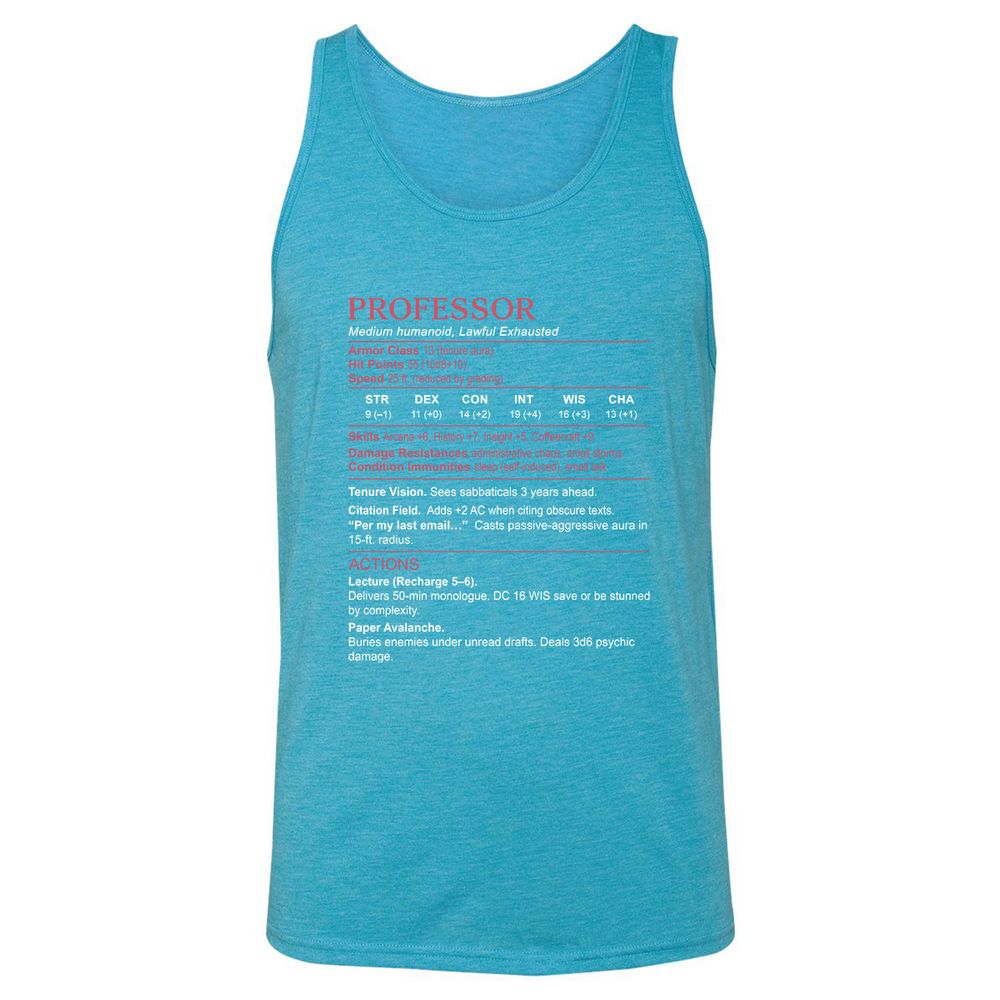 Professor Stats Unisex Jersey Tank - Aqua Triblend - 3