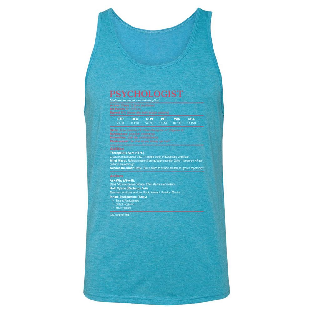 Psychologist Stats Unisex Jersey Tank - Aqua Triblend - 3