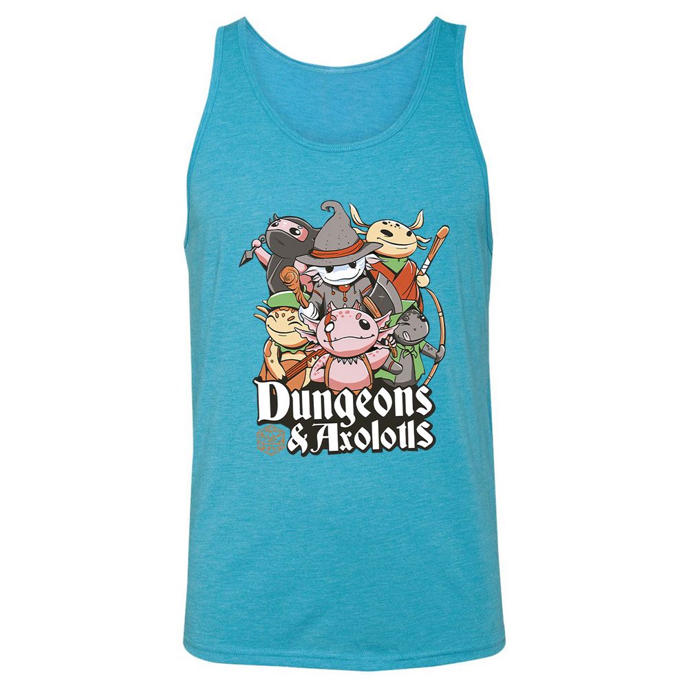 Dungeons And Axolotls Unisex Jersey Tank - Aqua Triblend - 3