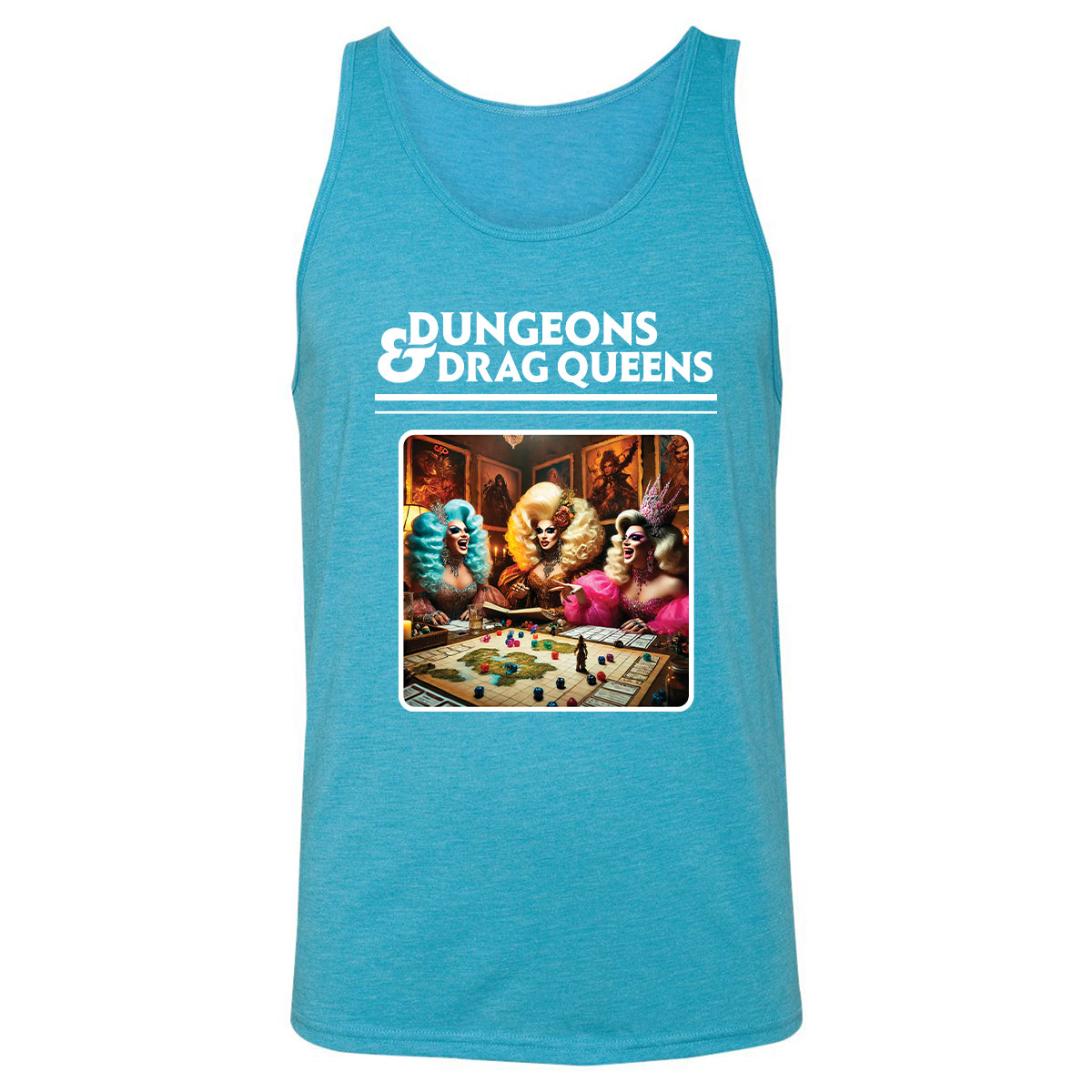 Dungeons & Drag Queens Unisex Jersey Tank - Aqua Triblend - 3