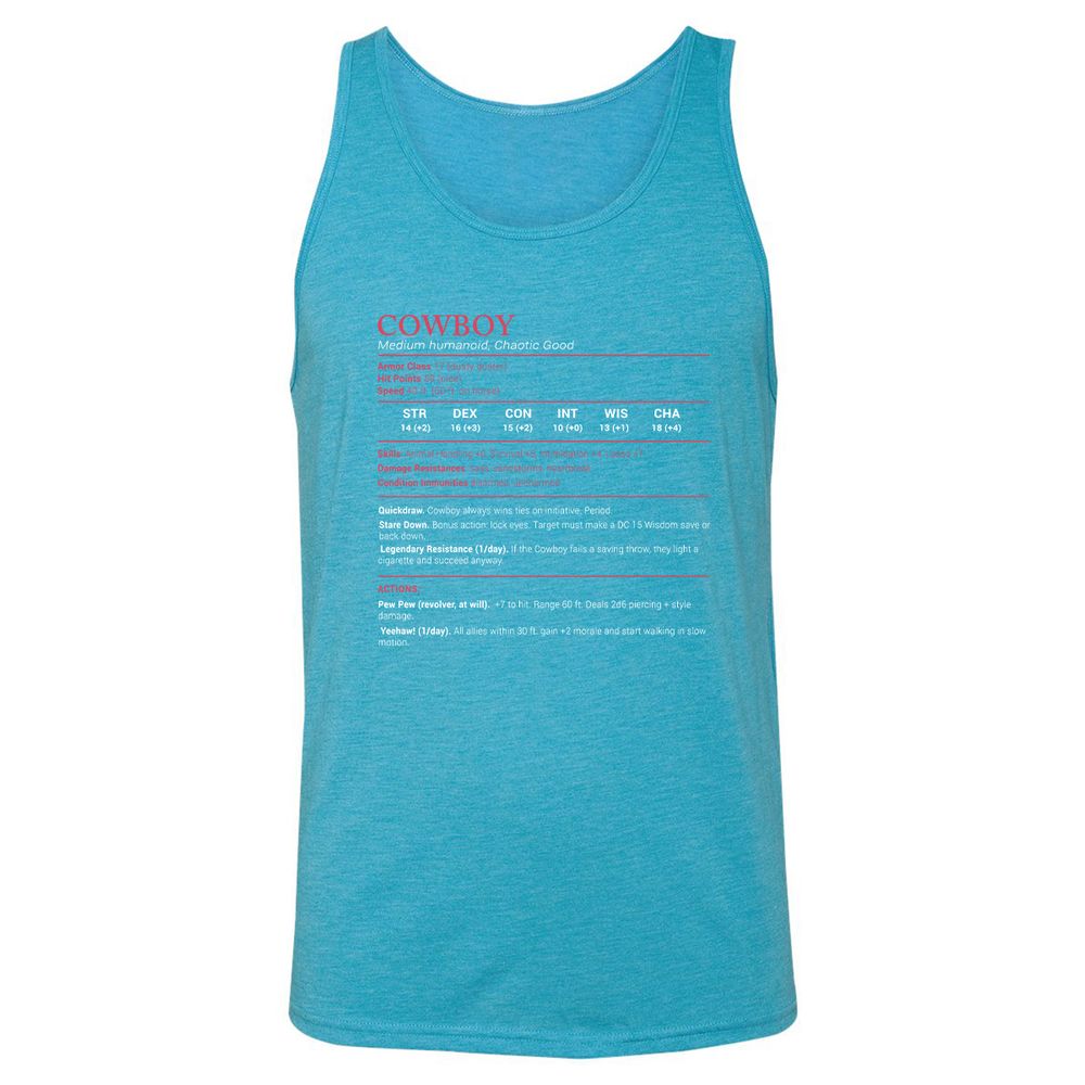 Cowboy Stats Unisex Jersey Tank - Aqua Triblend - 3