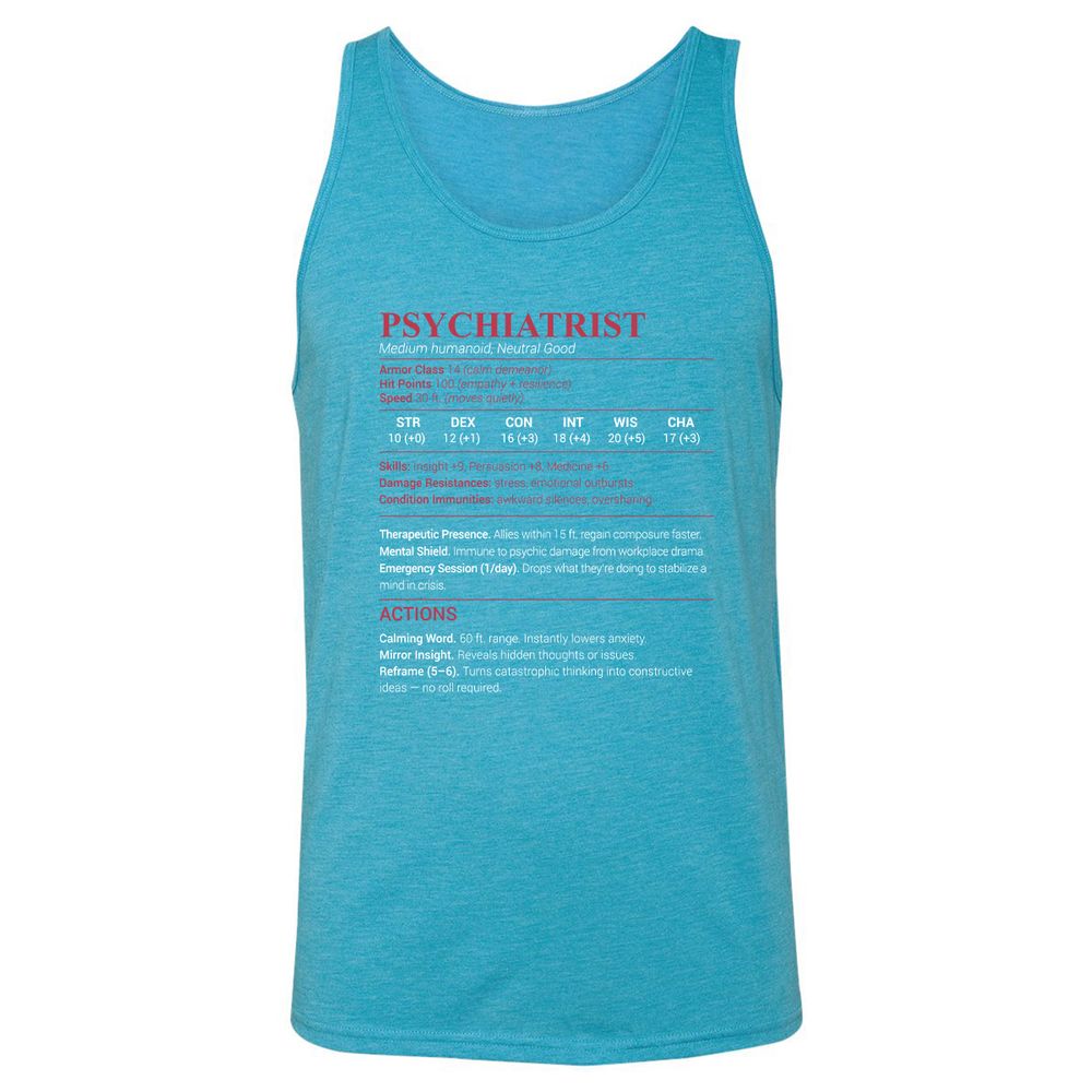 Psychiatrist Stats Unisex Jersey Tank - Aqua Triblend - 3