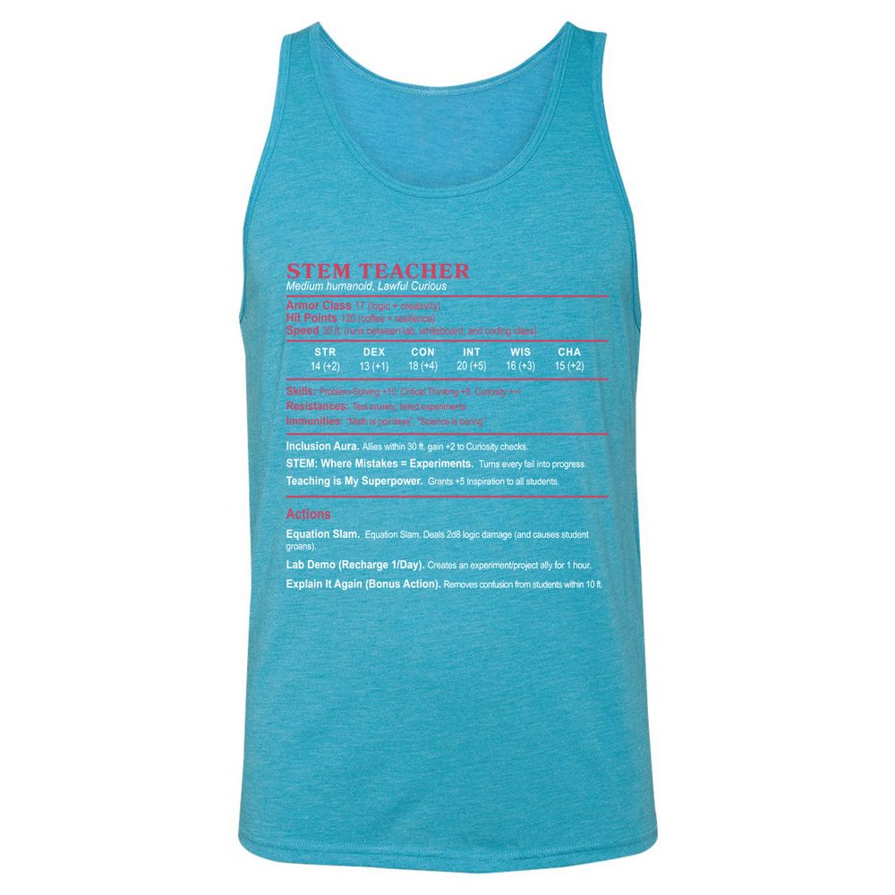STEM TEACHER Unisex Jersey Tank - Aqua Triblend - 3