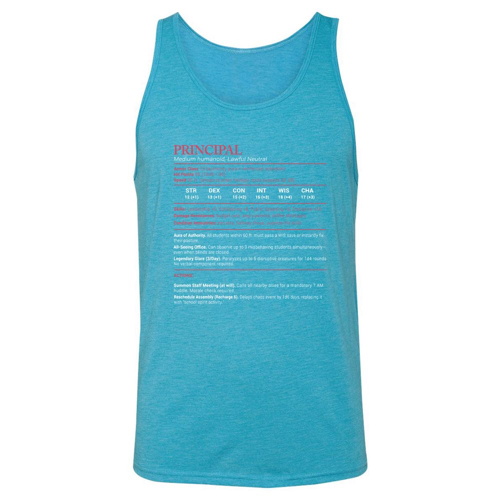 Principal Stats Unisex Jersey Tank - Aqua Triblend - 3