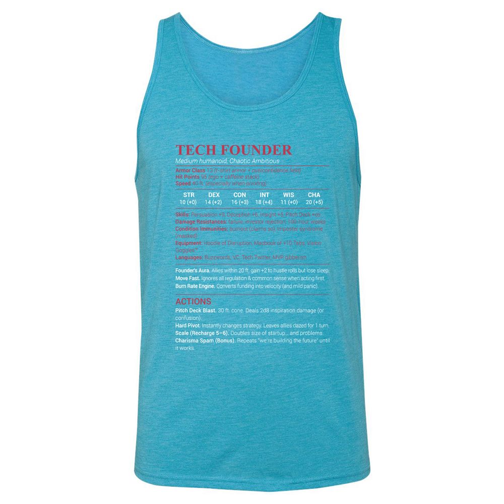 Tech Founder Unisex Jersey Tank - Aqua Triblend - 3