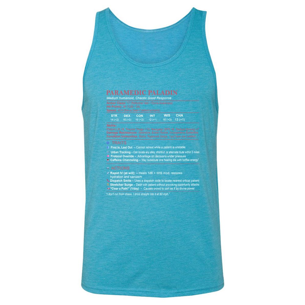 Paramedic Stats Unisex Jersey Tank - Aqua Triblend - 3