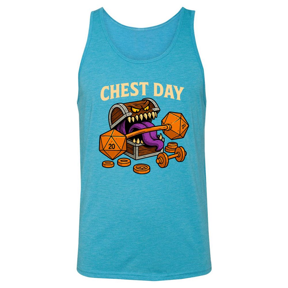 Chest Day Unisex Jersey Tank - Aqua Triblend - 3