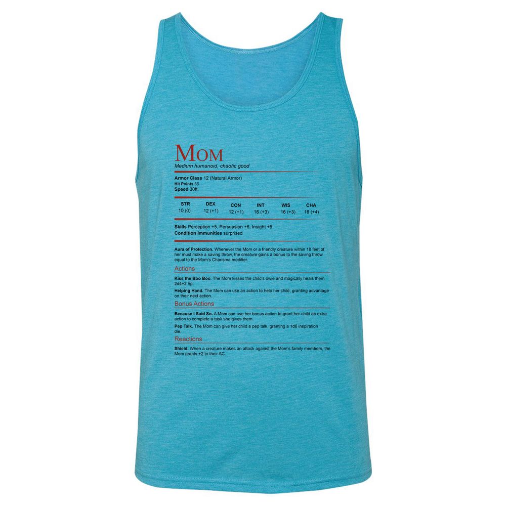 Mom Stats Unisex Jersey Tank - Aqua Triblend - 3