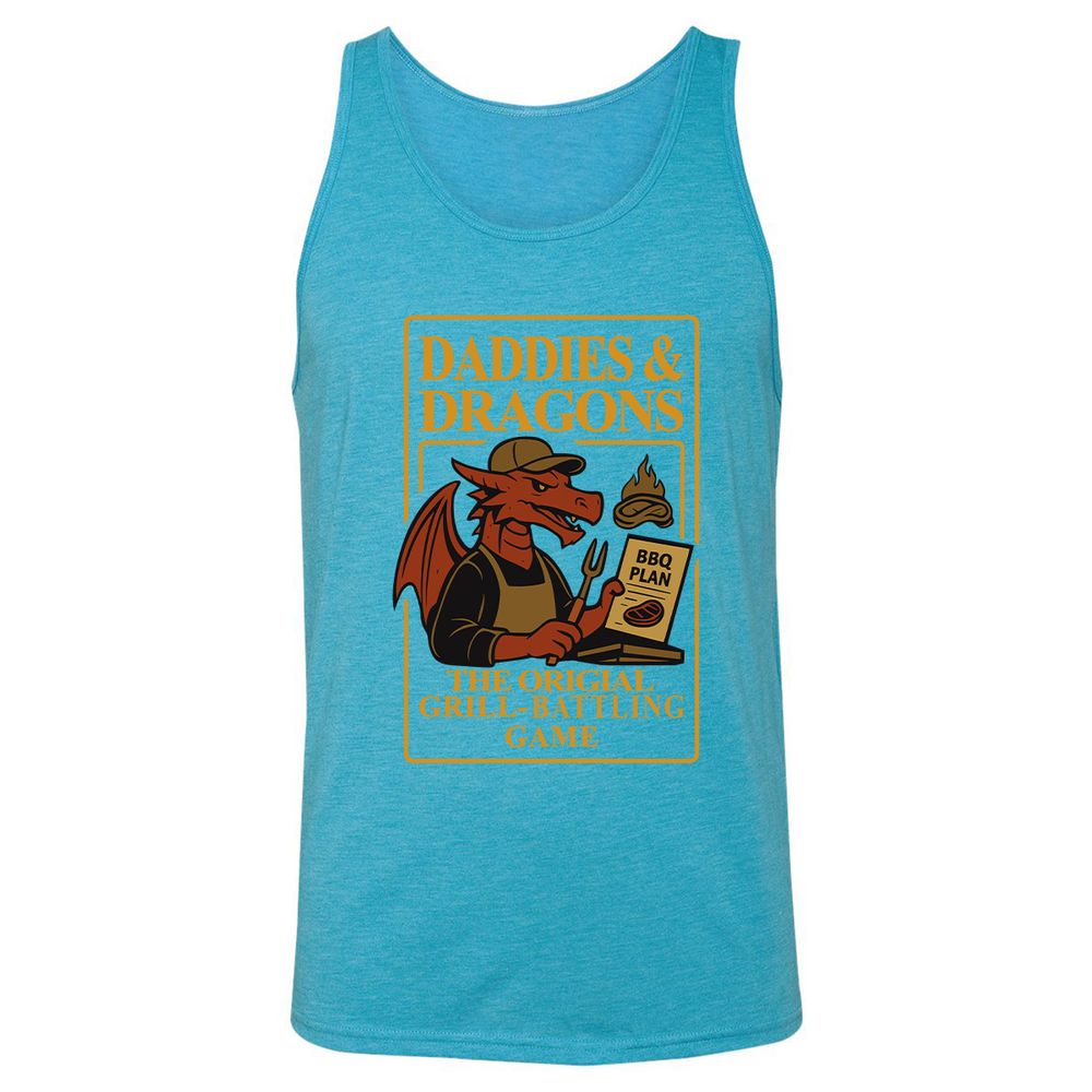 Daddies & Dragons Unisex Jersey Tank - Aqua Triblend - 3