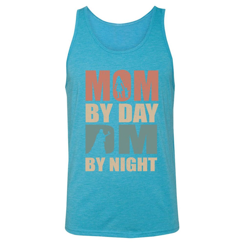 Mom By Day DM By Night Unisex Jersey Tank - Aqua Triblend - 3