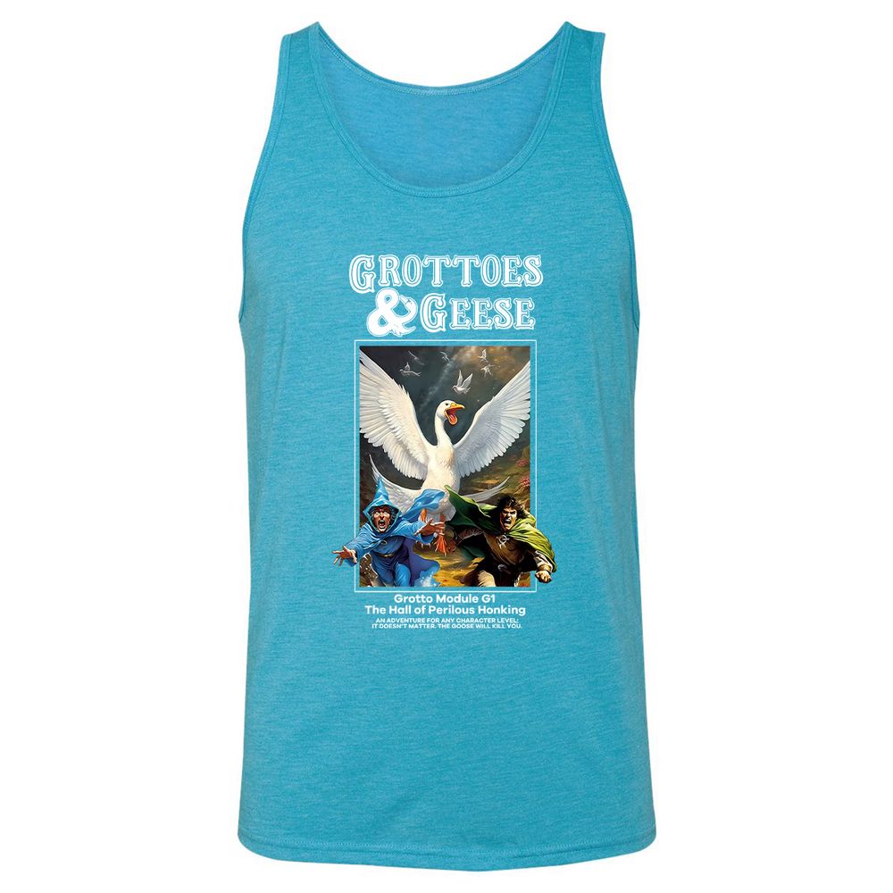 Grottoes & Geese Unisex Jersey Tank - Aqua Triblend - 3