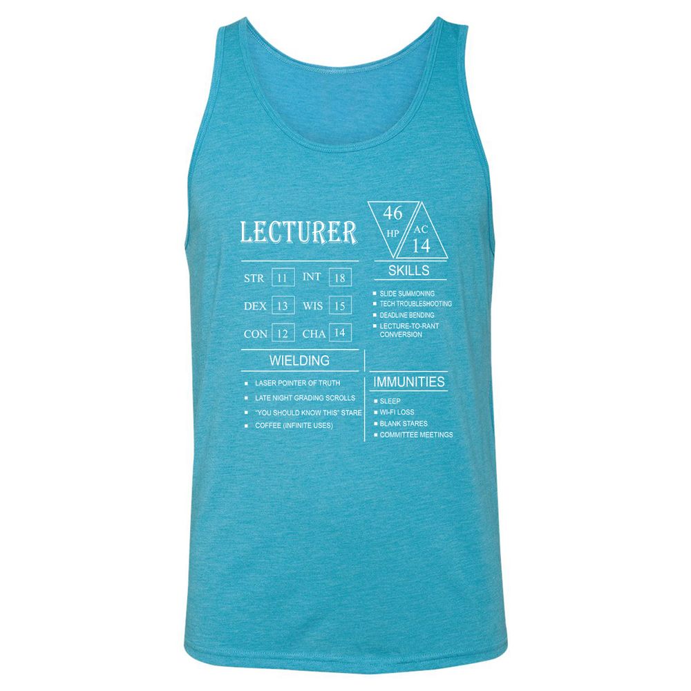 Lecturer New Unisex Jersey Tank - Aqua Triblend - 3