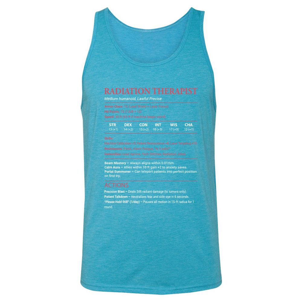 Radiation Therapist Unisex Jersey Tank - Aqua Triblend - 3