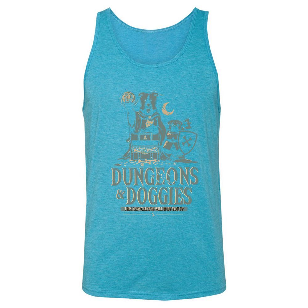 Dungeons & Doggies Unisex Jersey Tank - Aqua Triblend - 3