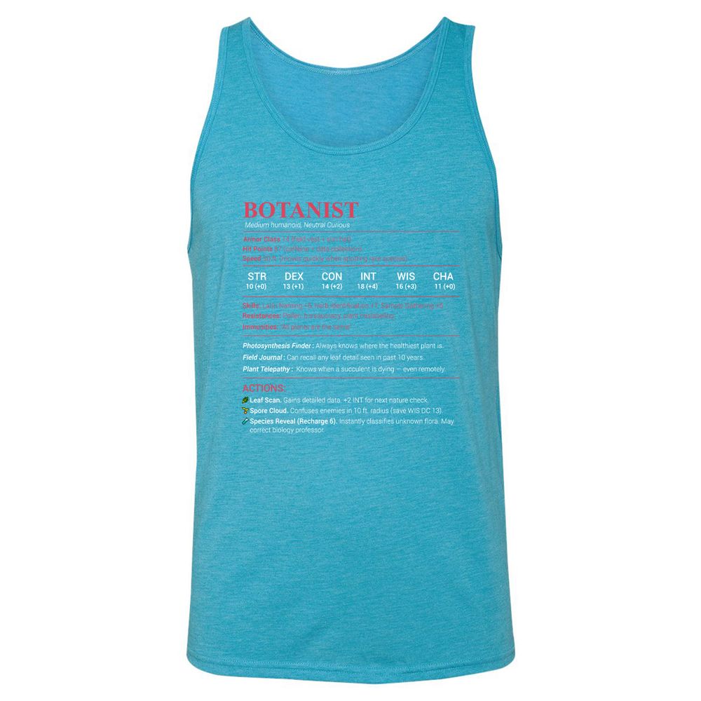 Botanist Stats Unisex Jersey Tank - Aqua Triblend - 3