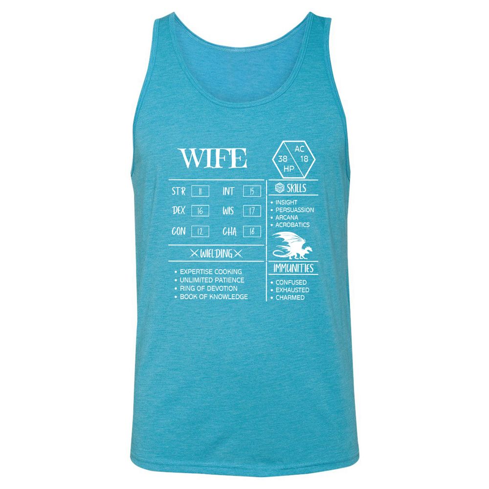 Wife Stats 2 Unisex Jersey Tank - Aqua Triblend - 3