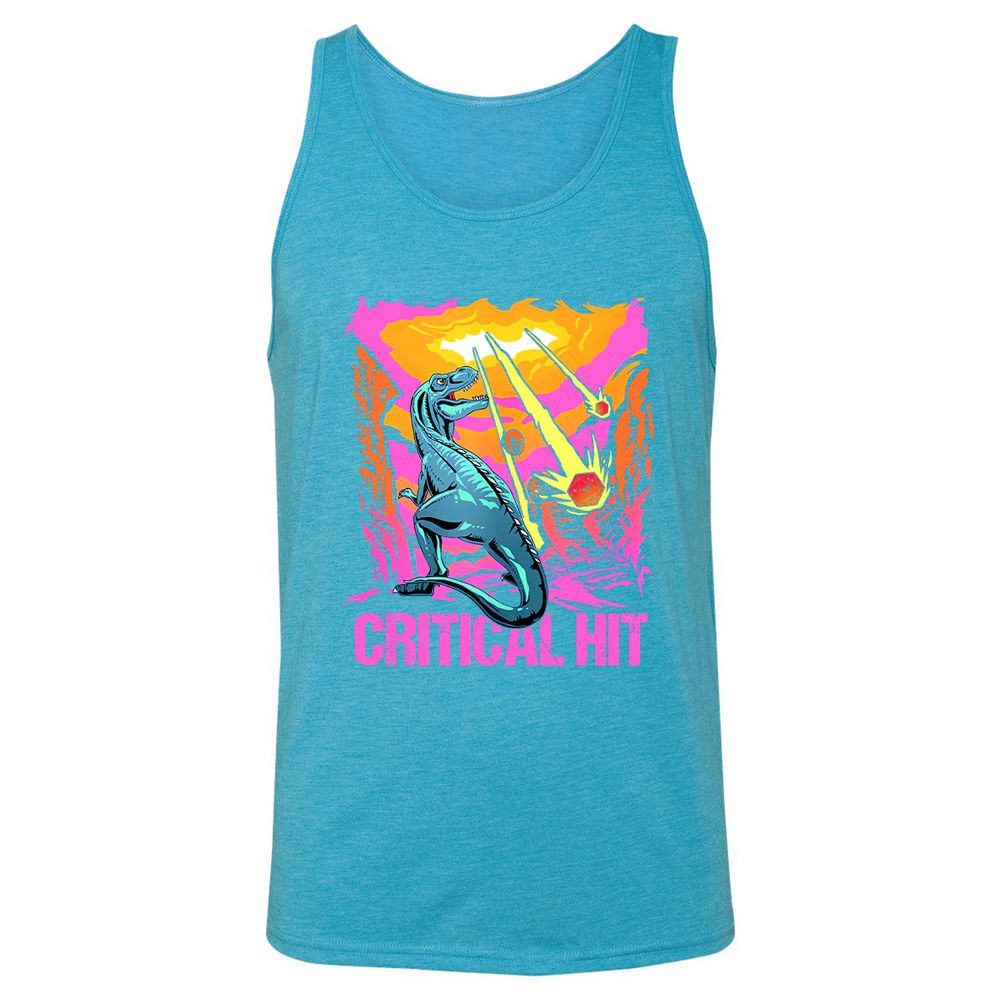 Dinosaur Critical Hit Unisex Jersey Tank - Aqua Triblend - 3