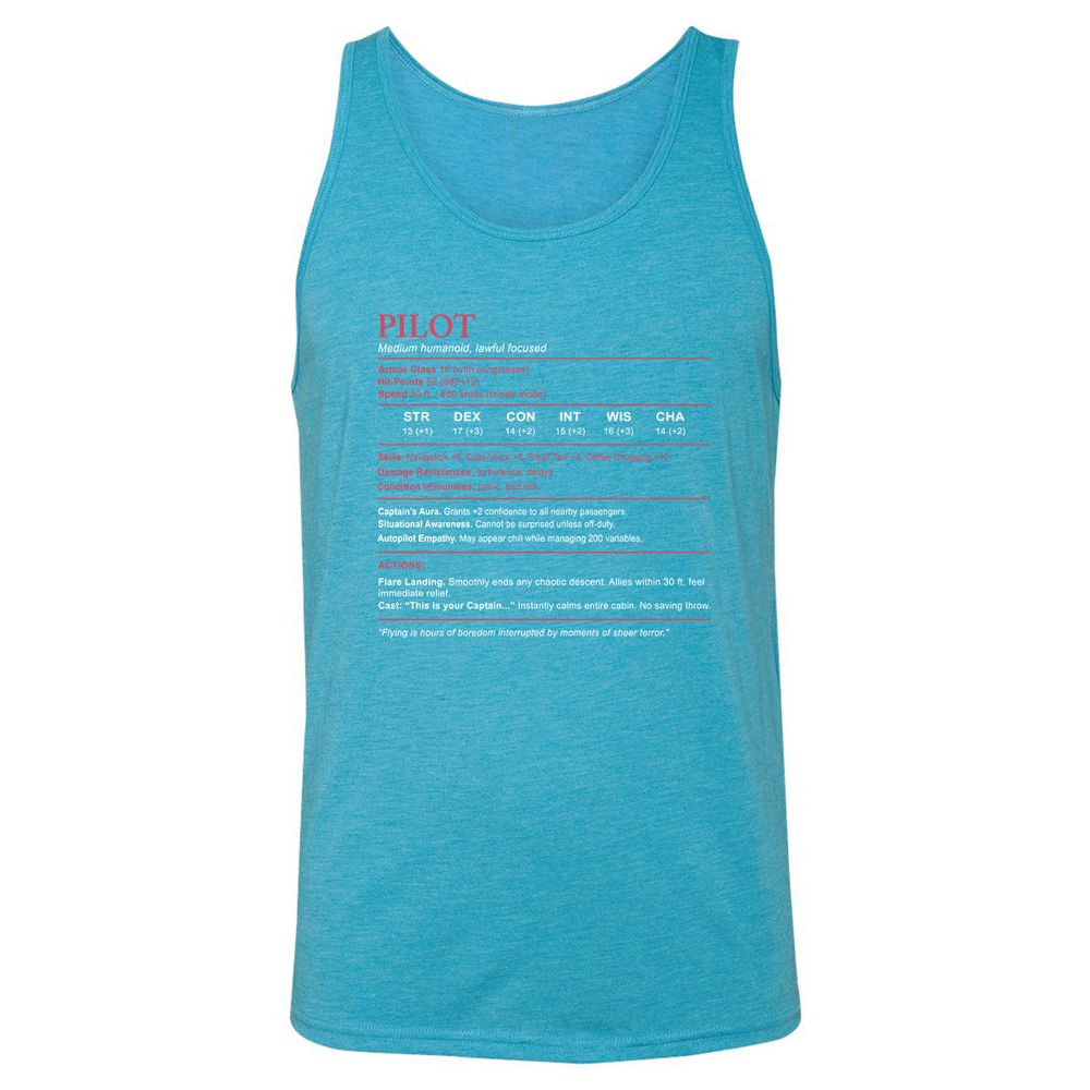 Pilot Stats Unisex Jersey Tank - Aqua Triblend - 3