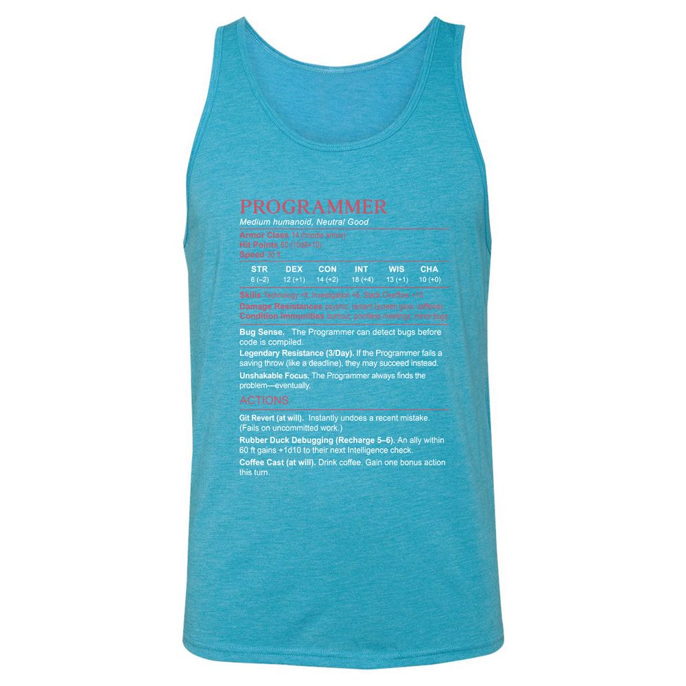 Programmer Stats Unisex Jersey Tank - Aqua Triblend - 3