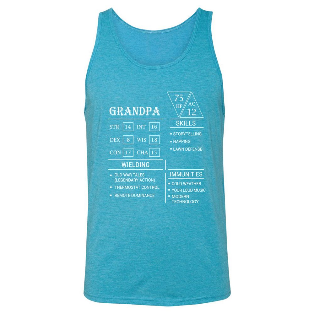 Grandpa Stats Unisex Jersey Tank - Aqua Triblend - 3