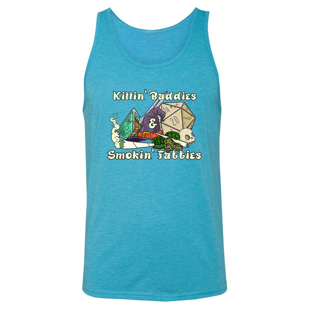 Killin' Baddies Smokin' Fatties Unisex Jersey Tank - Aqua Triblend - 3