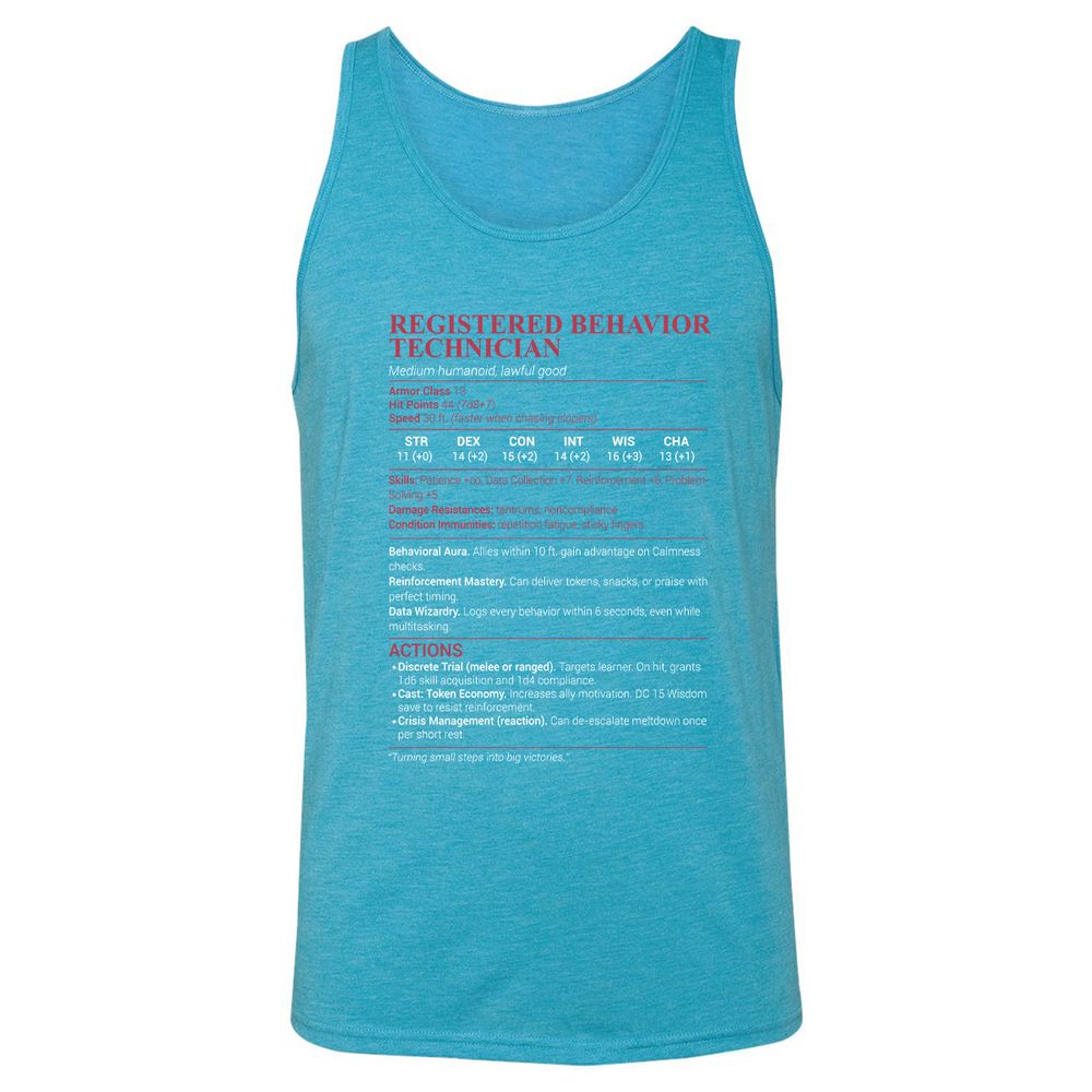 Registered Behavior Technician RBT Unisex Jersey Tank - Aqua Triblend - 3