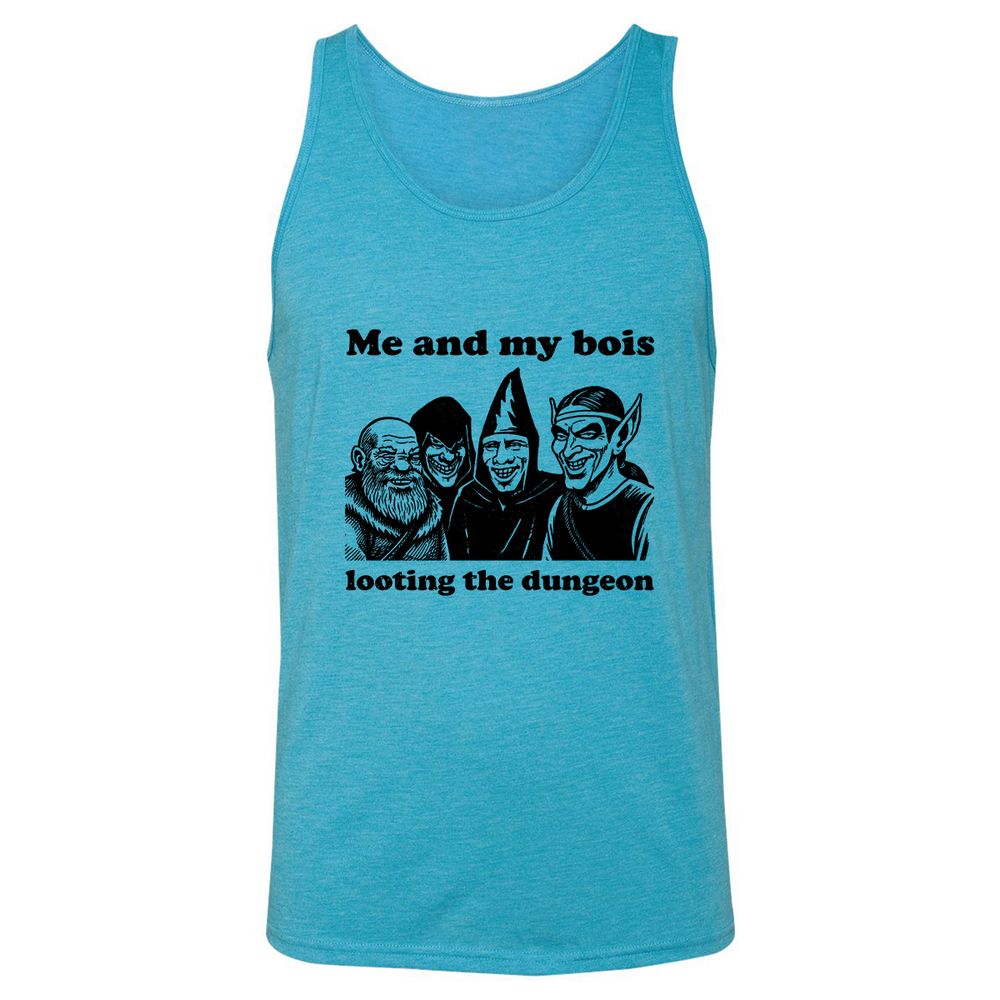 Me and my bois looting the dungeon Unisex Jersey Tank - Aqua Triblend - 3