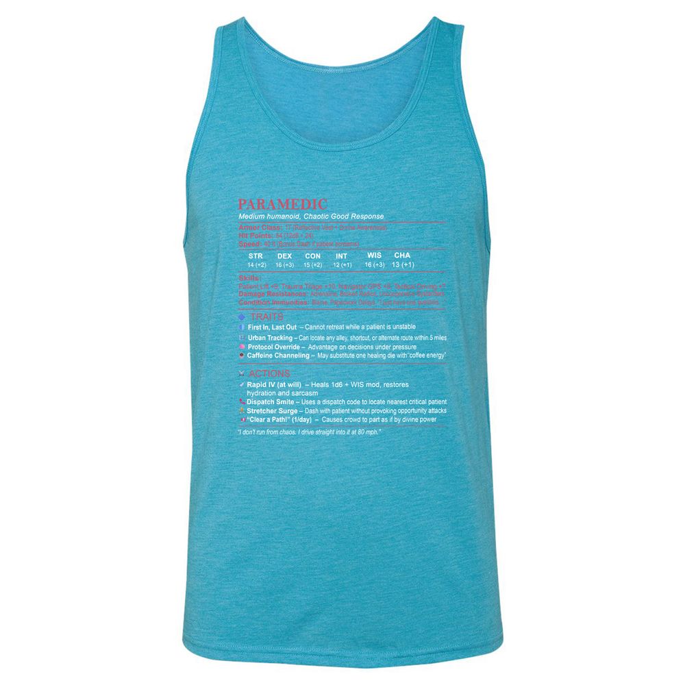 Paramedic Stats Unisex Jersey Tank - Aqua Triblend - 3