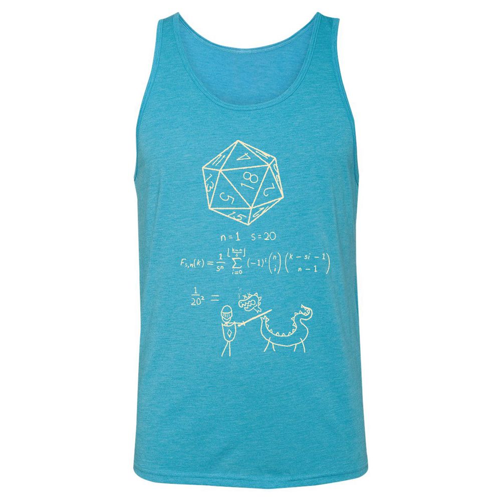 Science Of20 Sided Dice Unisex Jersey Tank - Aqua Triblend - 3