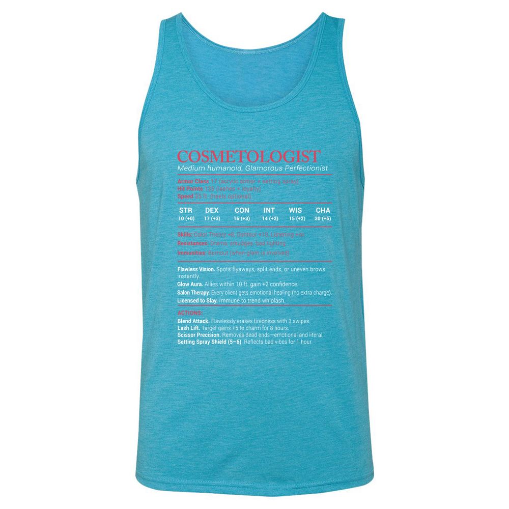 Cosmetologist Stats Unisex Jersey Tank - Aqua Triblend - 3