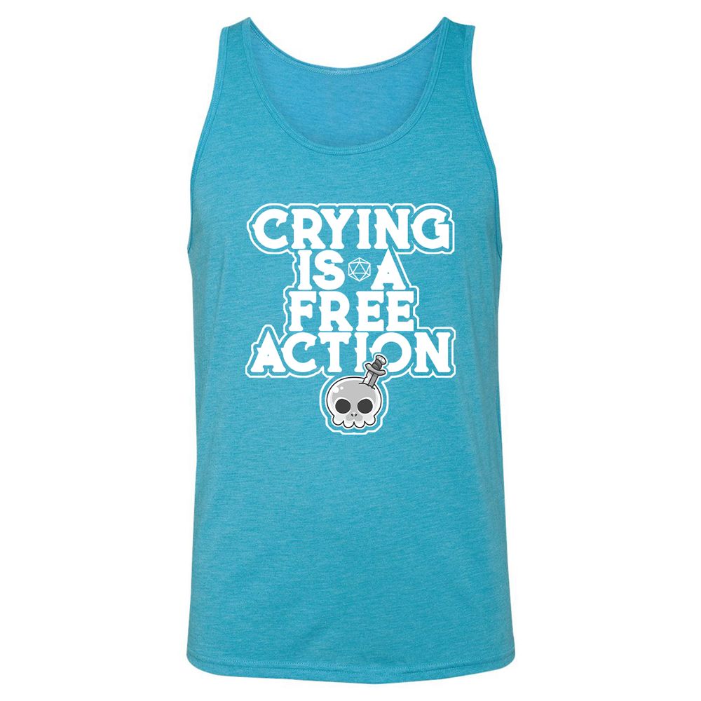 Crying Is A Free Action Unisex Jersey Tank - Aqua Triblend - 3