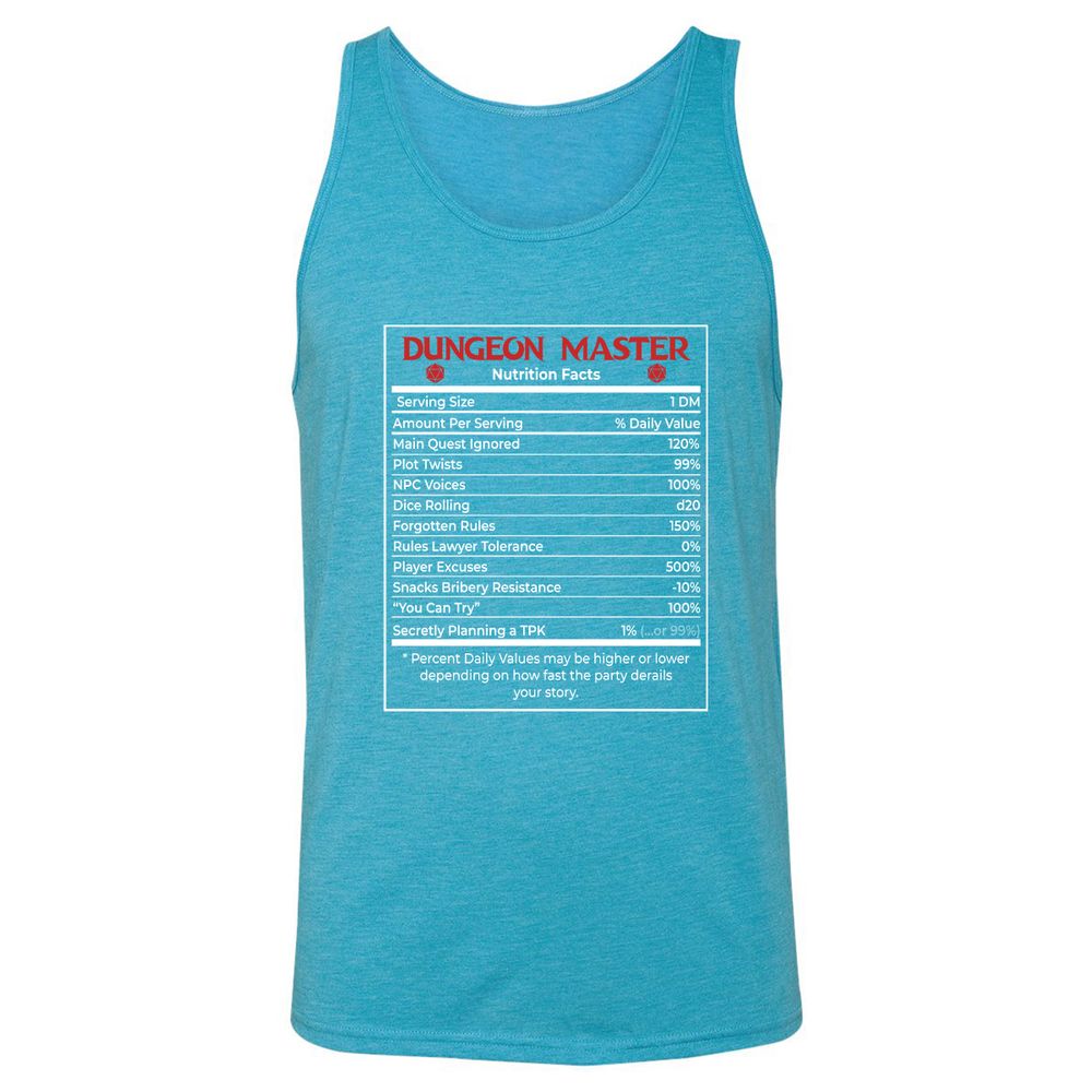 Dungeon Master Nutrition Facts Unisex Jersey Tank - Aqua Triblend - 3