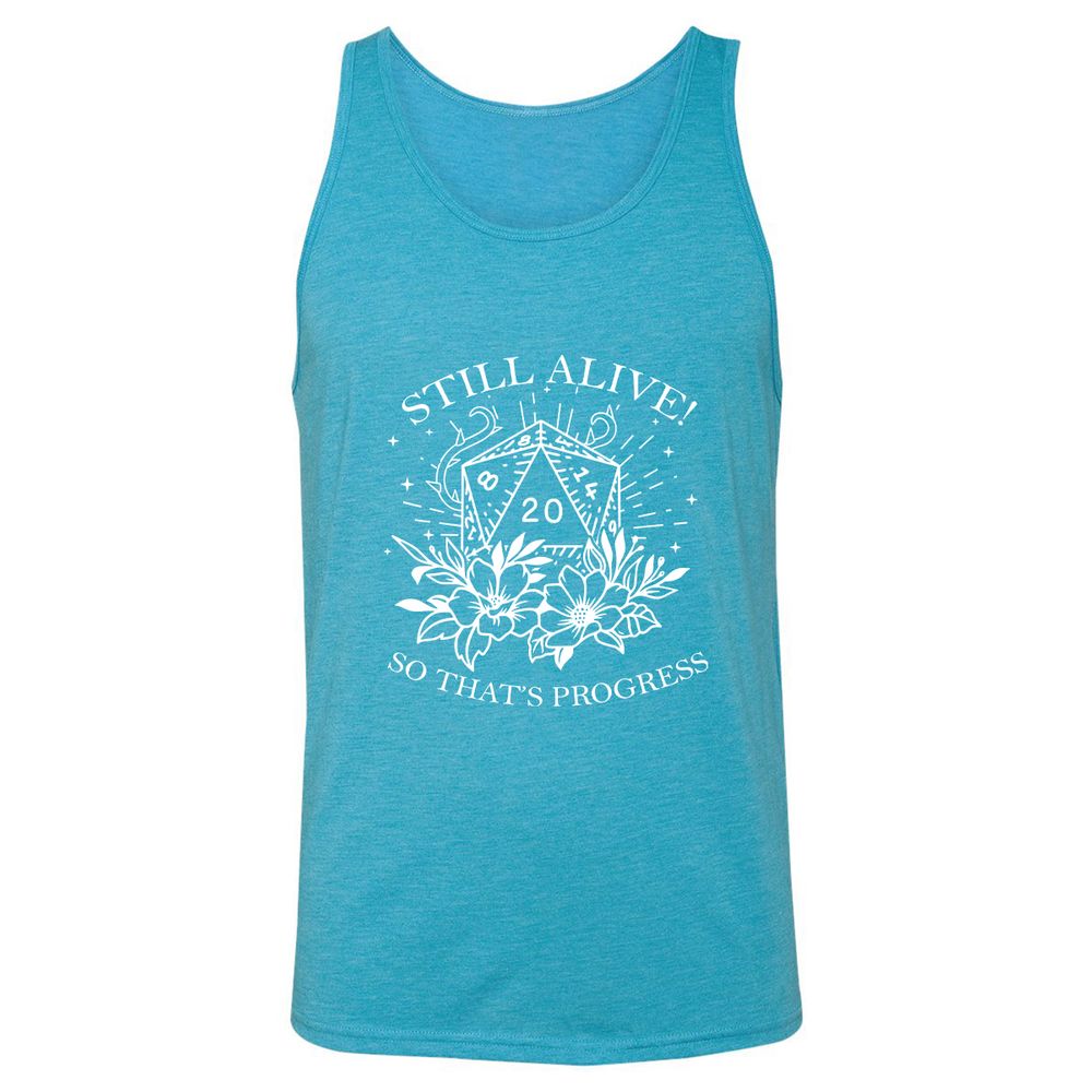2710 Still Alive! So That’s Progress Unisex Jersey Tank - Aqua Triblend - 3