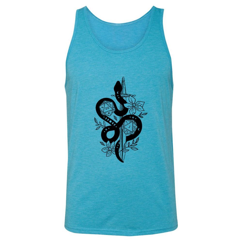 D20 Snake and Sword - Aqua Triblend - 3