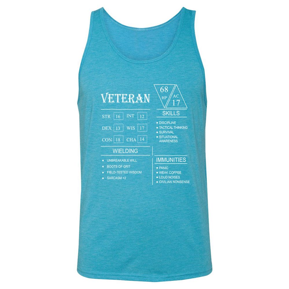 Veteran New Unisex Jersey Tank - Aqua Triblend - 3