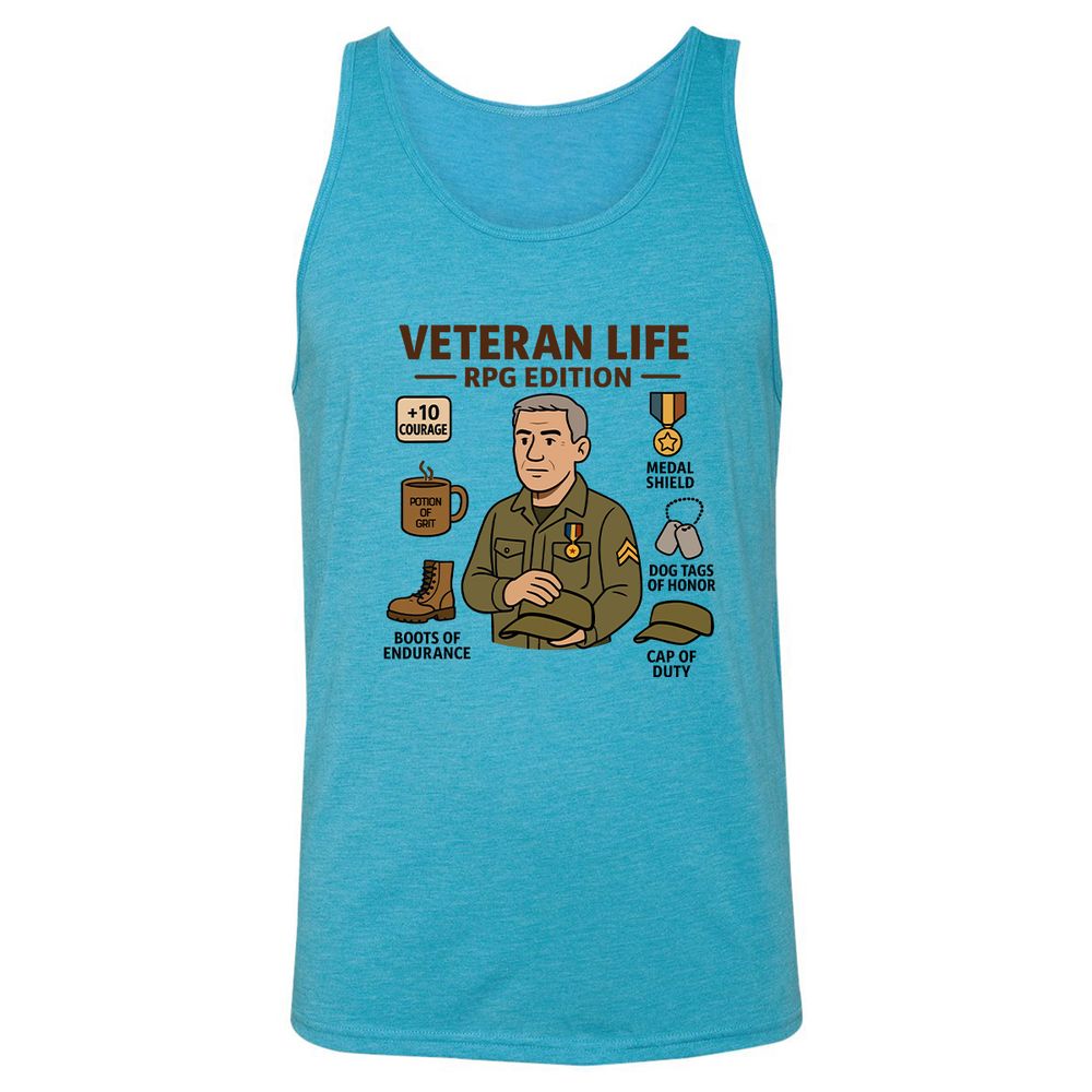 Veteran Life RPG Edition Unisex Jersey Tank - Aqua Triblend - 3