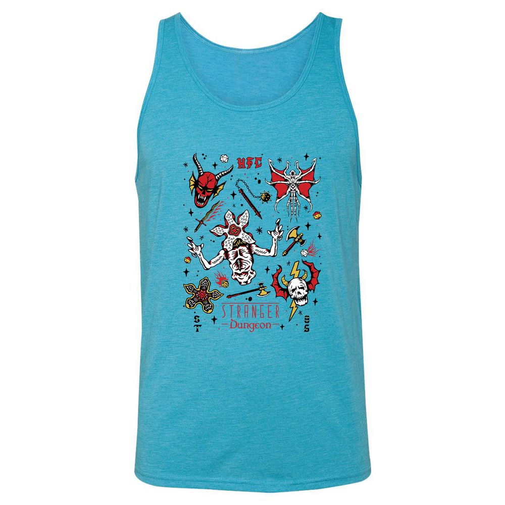STRANGER DUNGEON Unisex Jersey Tank - Aqua Triblend - 3