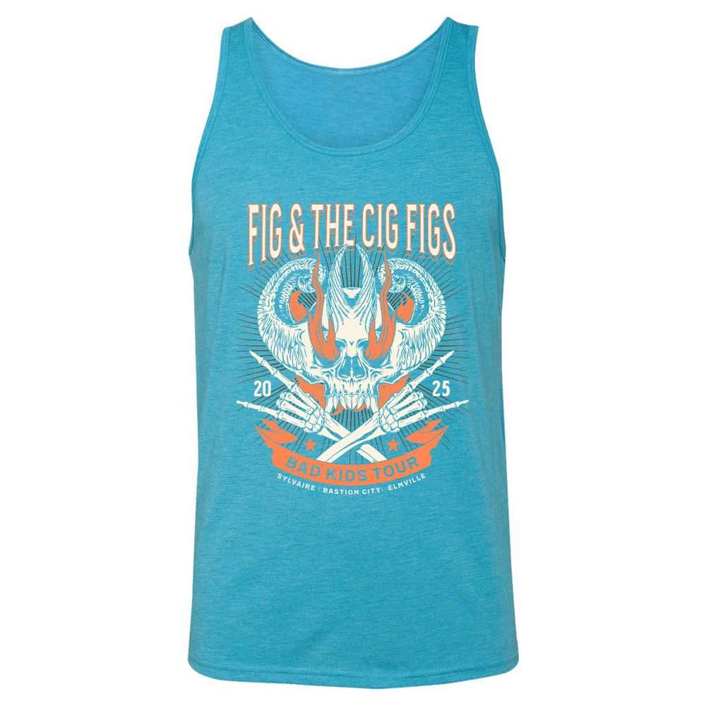 Fig and the Cig Figs, Dimension 20 Unisex Jersey Tank - Aqua Triblend - 3